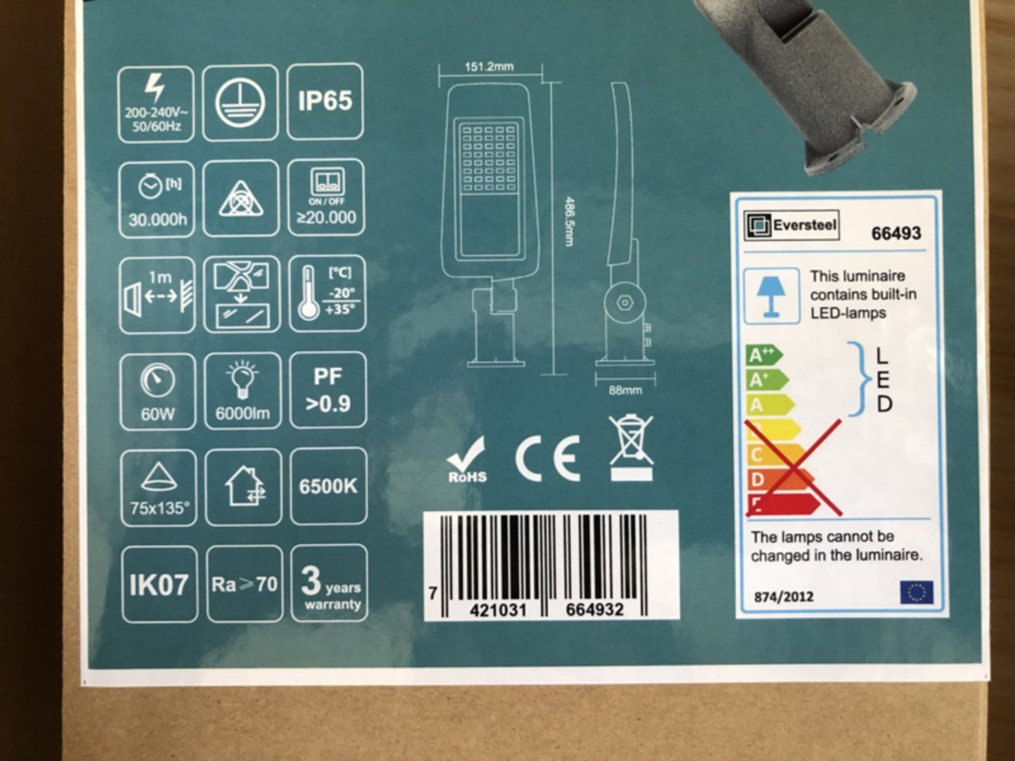 Eversteel - LED Straatverlichting - 60W - helder wit