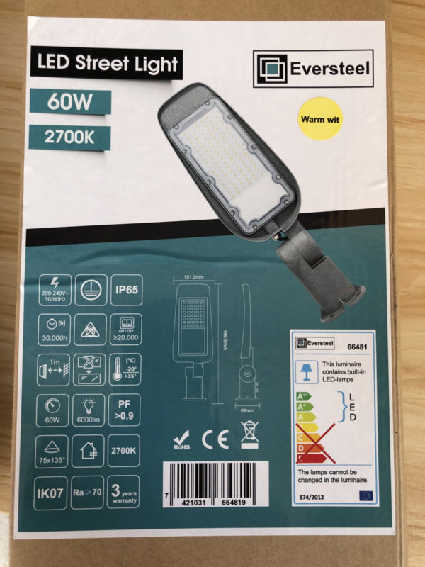 Eversteel - LED Straatverlichting - 60W - warm wit