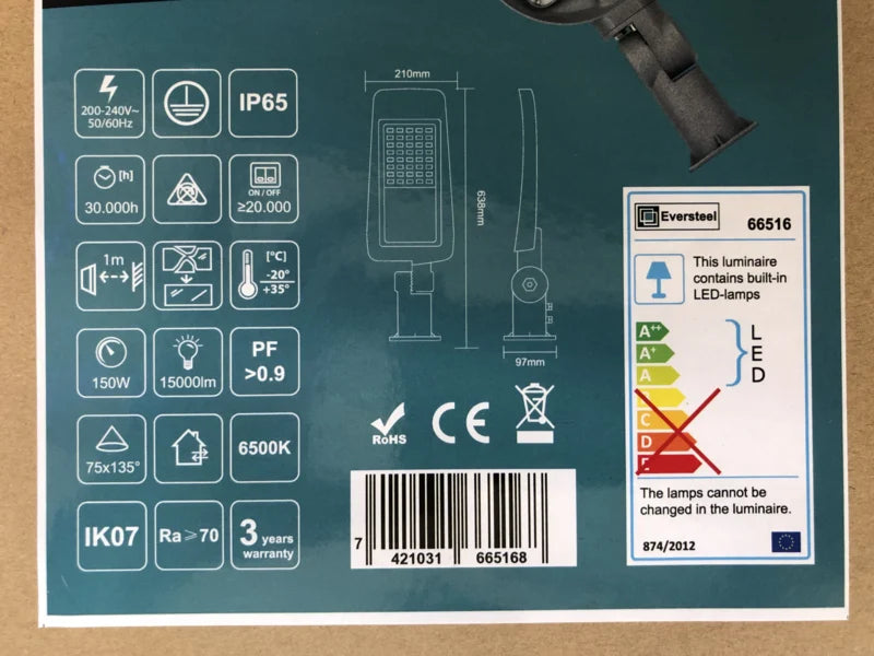 Eversteel - LED Straatverlichting - 150W - helder wit