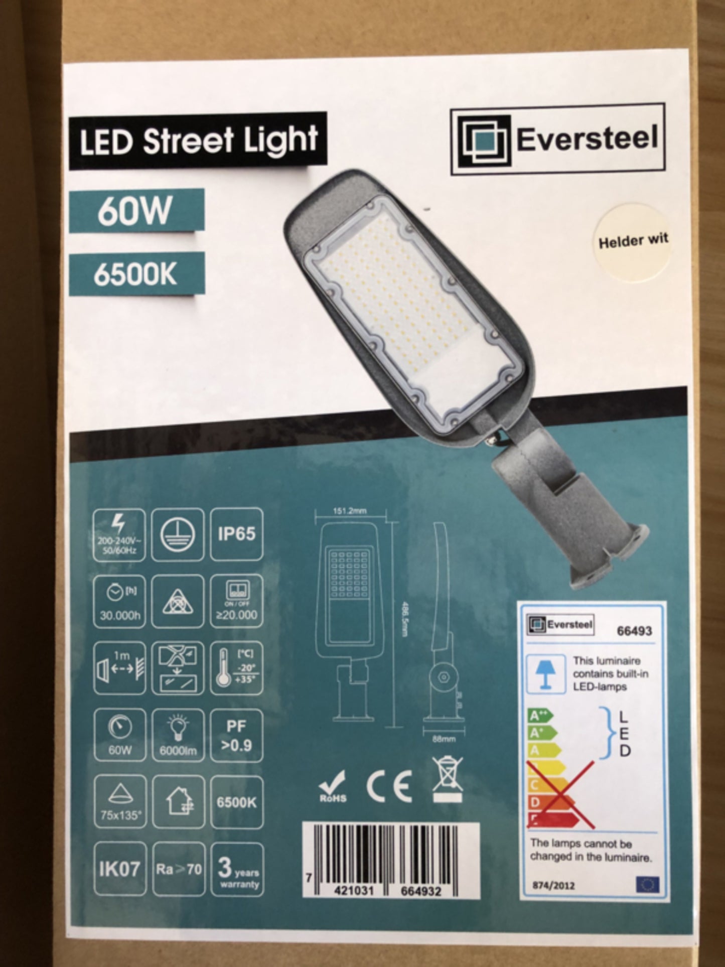 Eversteel - LED Straatverlichting - 60W - helder wit